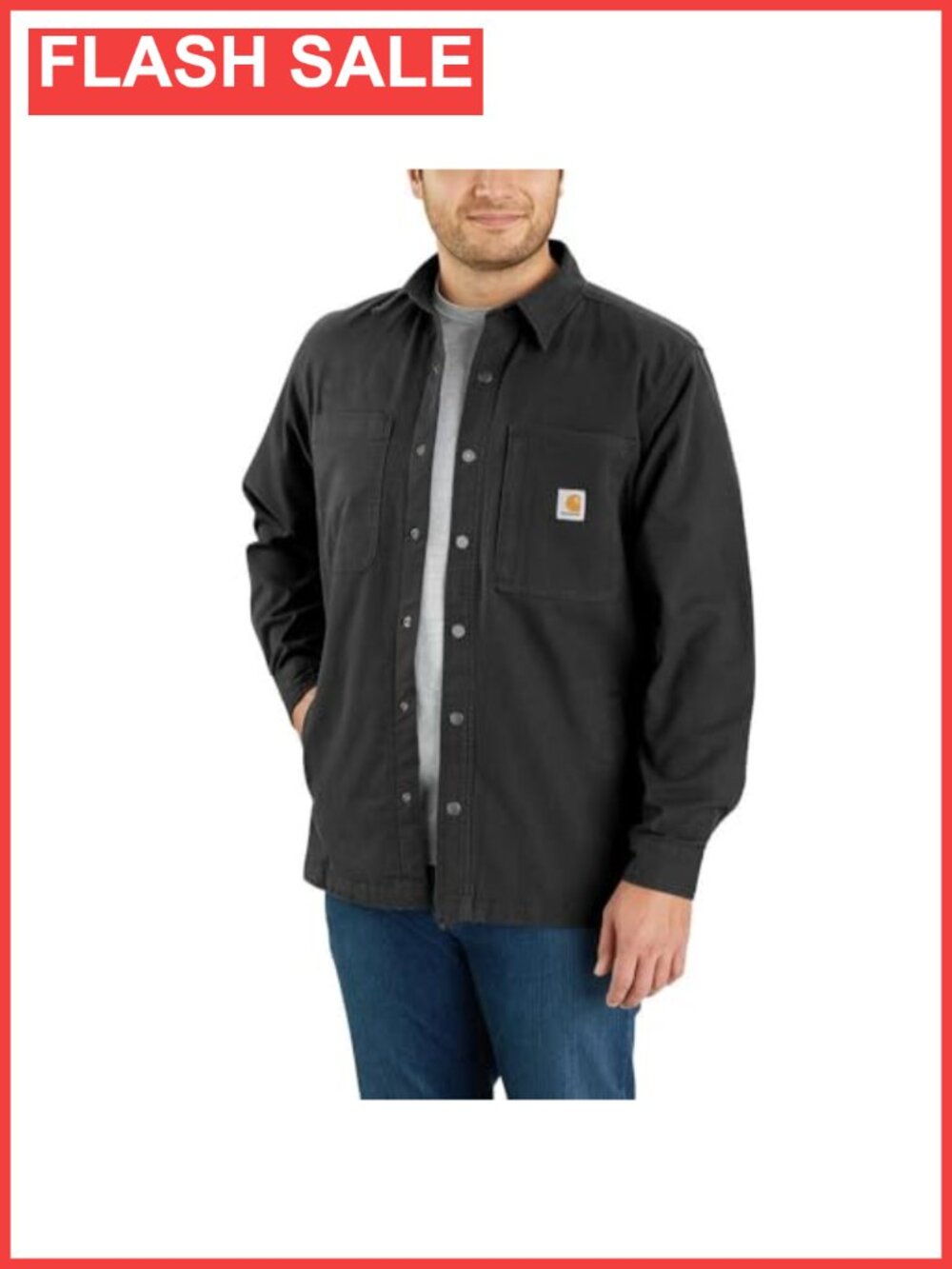 Rugged Flex Relaxed Fit Canvas Fleece-Lined Snap Shirt Jac